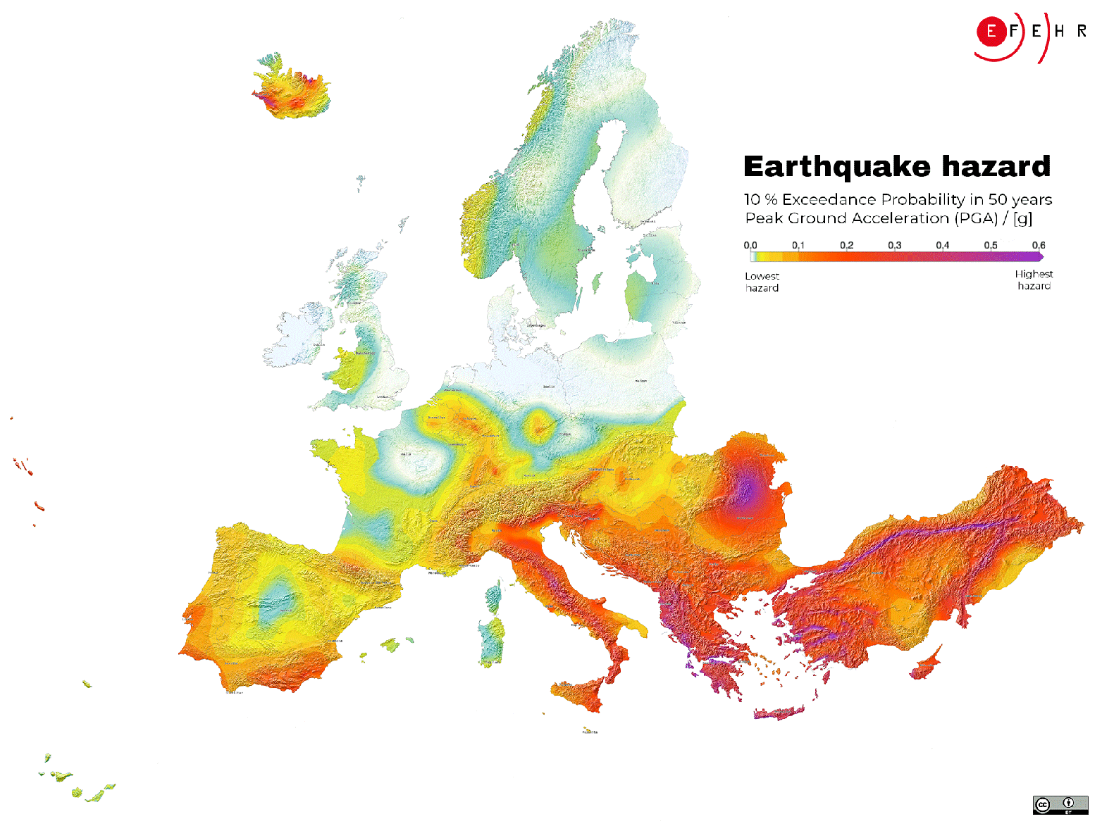 Map of Europe with differently coloured areas